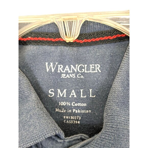 Wrangler Small Blue 100% Cotton Striped Short Sleeve Polo Shirt 29g - Picture 3 of 9